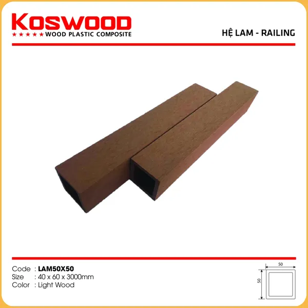 Thanh Lam Gỗ Nhựa Ngoài Trời Kosmos 50x50 Light Wood